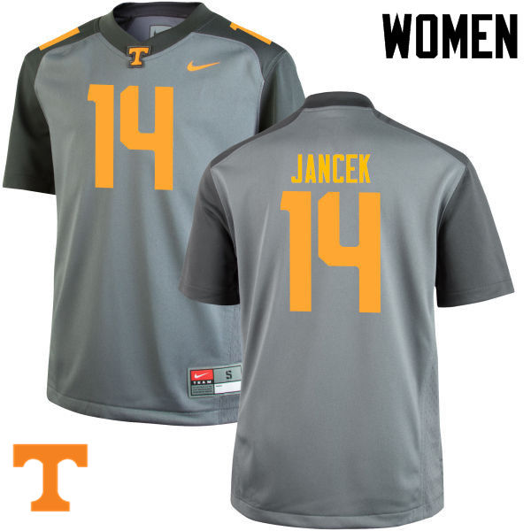 Women #14 Zac Jancek Tennessee Volunteers College Football Jerseys-Gray